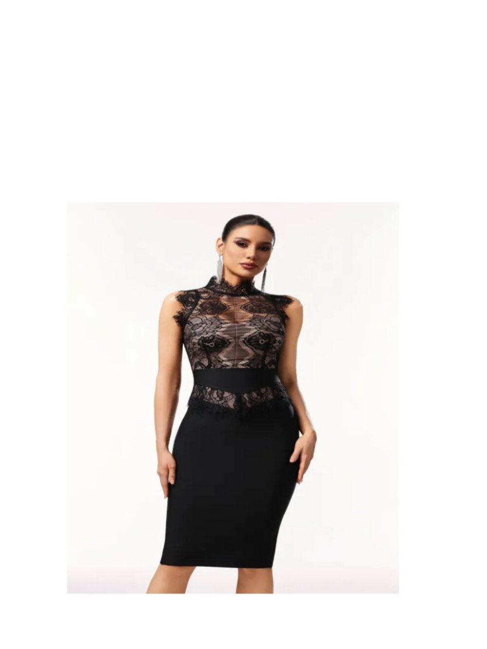 Priscilla Sleeveless Lace Bandage Midi Dress Never Worn